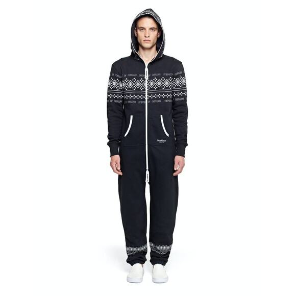 OnePiece Unisex Lusekofte Relaxed Onesie in Navy/Snowflake Print, Size Small
